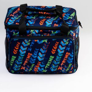 Navy blue orange green lunchbag