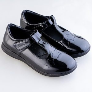 Patent t bar star girl school shoe