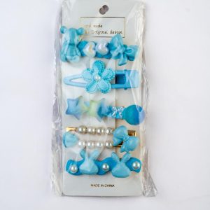 Assorted blue hair clips