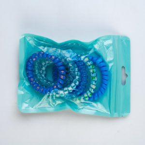 Blue plastic twinned hair bands