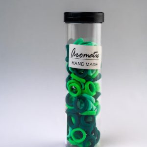 Multi-color small Hair bands in cylindrical tin green