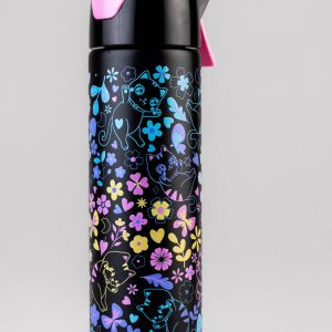 Black multicolor Flowers 650ml stainless steel Water Bottle