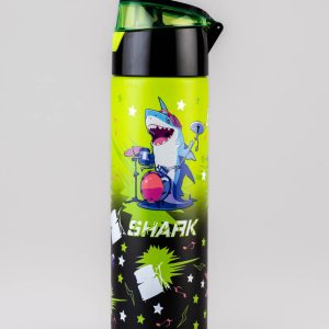 Lime green and Black Shark Stainless steel Water Bottle