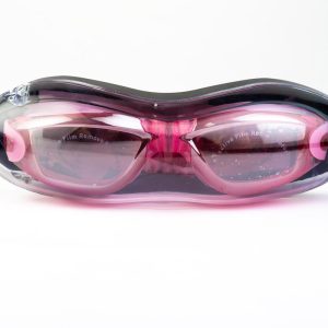 Pink and black goggles