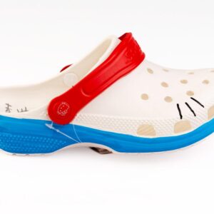 White blue red hello kitty Crocks